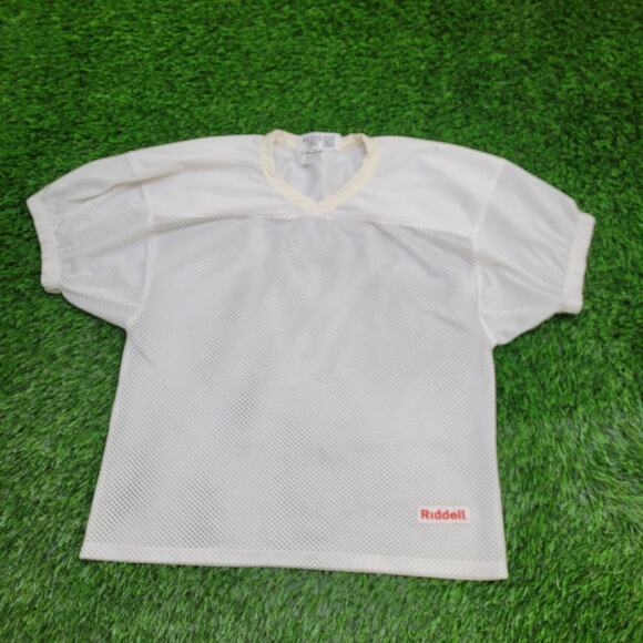 Vintage 80s Riddell Football Jersey Shirt M 21x24 Cropped Mesh - Picture 1 of 11